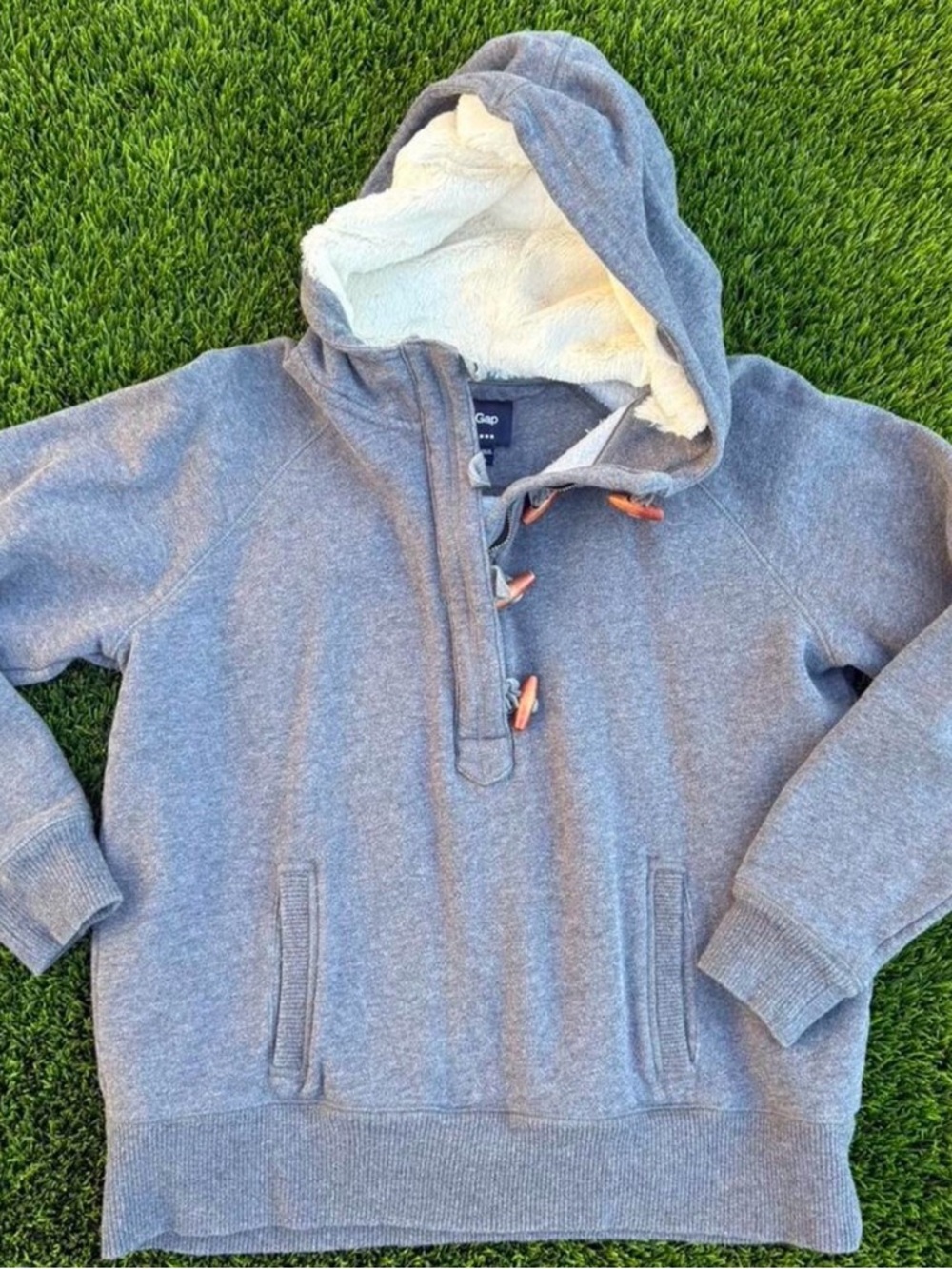 Gap Women’s Gray Sherpa-Lined Hooded Sweater